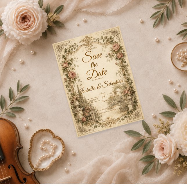 Reserve A Data Casamento Romântico em Jardim Vintage (Criador carregado)