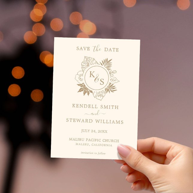 Reserve A Data Casamento Romântico em Verde Tropical (Criador carregado)