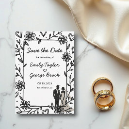 Reserve A Data Casamento Romântico entre Preto e Casal Branco