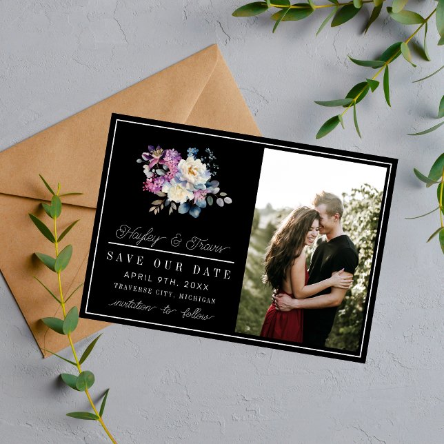 Reserve A Data Casamento Romântico Floral Moody Dark Fllowers (Criador carregado)