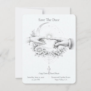 Reserve A Data Casamento Romântico Mãos Design Minimalista