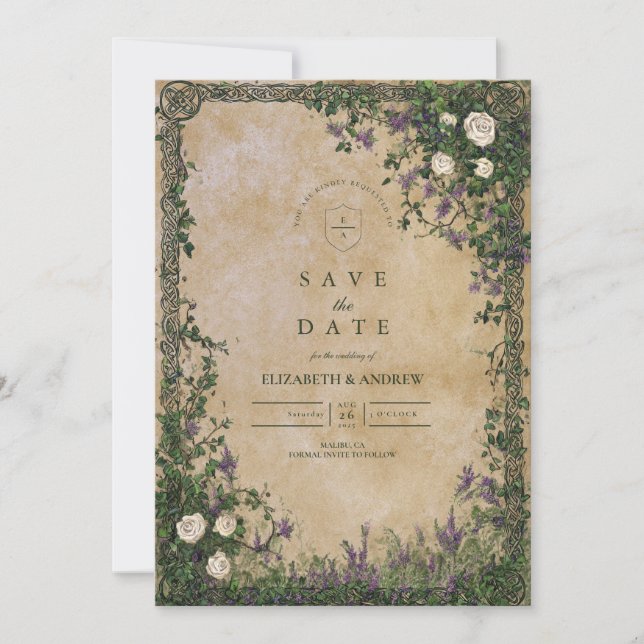 Reserve A Data Casamento Romântico no Jardim Medieval (Frente)