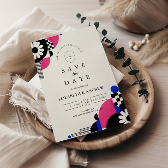 Reserve A Data Casamento Romântico Retro dos Anos 60 (Criador carregado)