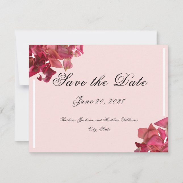 Reserve A Data Casamento Romântico Rosa-Petal rosa (Frente)