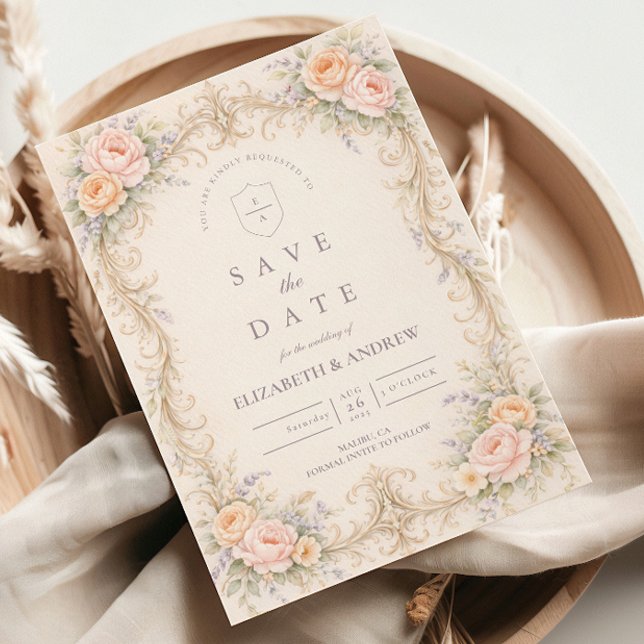 Reserve A Data Casamento Rosa Barroco Pêssego (Criador carregado)