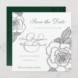 Reserve A Data Casamento rosa de prata verde-esmeralda