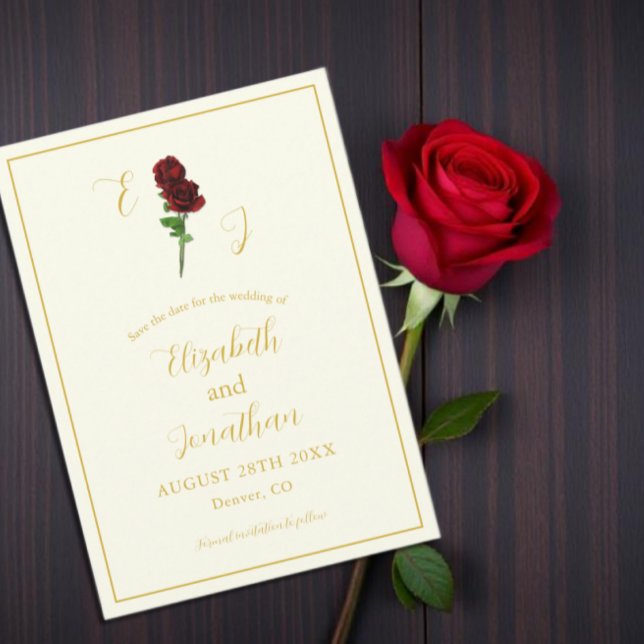 Reserve A Data Casamento Rosa Dourada Marfim (Criador carregado)