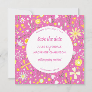Reserve A Data Casamento Rosa Floral Moderno