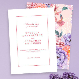 Reserve A Data Casamento Rosa Pêssego Floral Vintage Aquarela