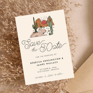 Reserve A Data Casamento Roteiro Moderno Cacto Deserto Boho