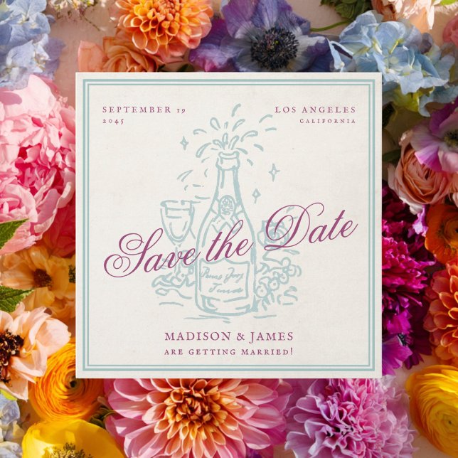 Reserve A Data Casamento Roxo Champagne Vintage Retro (Criador carregado)