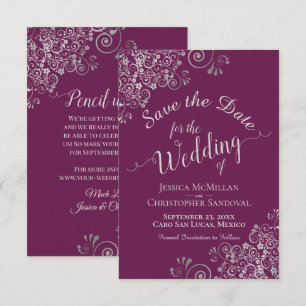 Reserve A Data Casamento Roxo Da Cinza De Prata Elegante