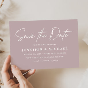 Reserve A Data Casamento Roxo Empoeirado Letra Informal