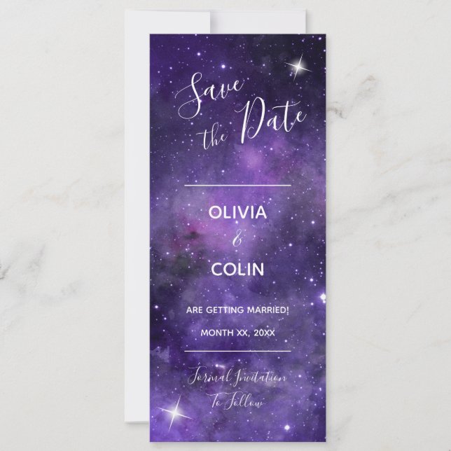 Reserve A Data Casamento Roxo Noturno Sky Starlight (Frente)