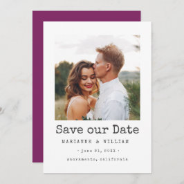 Reserve A Data Casamento Roxo Simples Foto SQUARE Salvar data