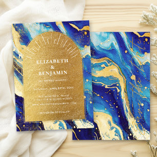 Reserve A Data Casamento Royal Navy Azul Arco Dourado Salve a Dat