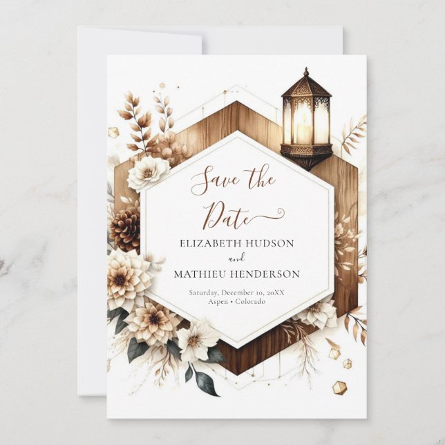 Reserve A Data Casamento Russo de Flores Personalizadas (Frente)