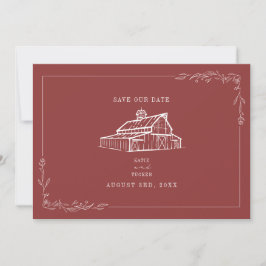 Reserve A Data Casamento Rustic Barn Com Vermelho Mudado Salve A