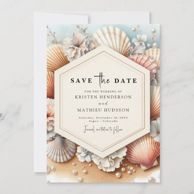 Reserve A Data Casamento Rustic Beach Watercolor (Frente)