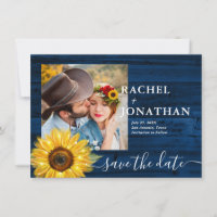 Casamento Rustic Blue Sunflower Salvar Data