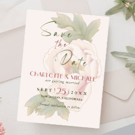 Reserve A Data Casamento Rustic Blush Pink Peony Salva a Data