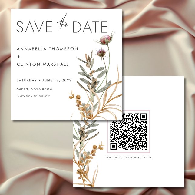 Reserve A Data Casamento Rustic Boho Delicate Fall Wildflower (Rustic Boho Delicate Fall Wildflower Wedding Photo Save The Date)