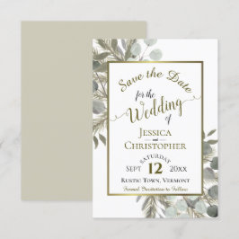 Reserve A Data Casamento Rustic Boho Watercolor Eucalyptus & Pine