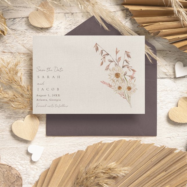 Reserve A Data Casamento Rustic Boho Wildflower Bohemian (Rustic Boho Wildflower Bohemian Wedding Save The Date)