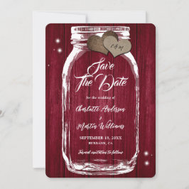 Reserve A Data Casamento Rustic Burgundy Mason Jar Wood