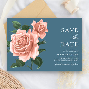 Reserve A Data Casamento Rustic Dusty Blue Peach Rosas