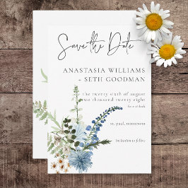 Reserve A Data Casamento Rustic Dusty Blue Selvagens & Daisies