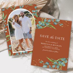 Reserve A Data Casamento Rustic Eucalyptus Photo Terracotta