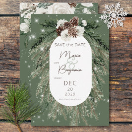 Reserve A Data Casamento Rustic Green Pine Winter Sparkle