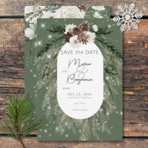 Casamento Rustic Green Pine Winter Sparkle