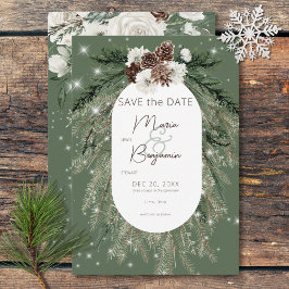 Reserve A Data Casamento Rustic Green Pine Winter Sparkle