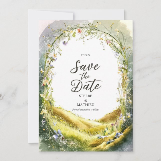 Reserve A Data Casamento Rustic Joyful Wildflower (Frente)