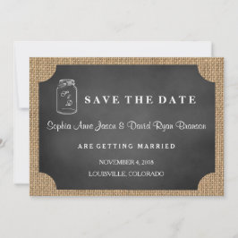 Reserve A Data Casamento Rustic Mason Jar Burlap SALVE A DATA