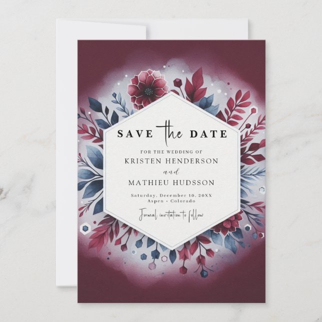 Reserve A Data Casamento Rustic Minimal Burgundy (Frente)