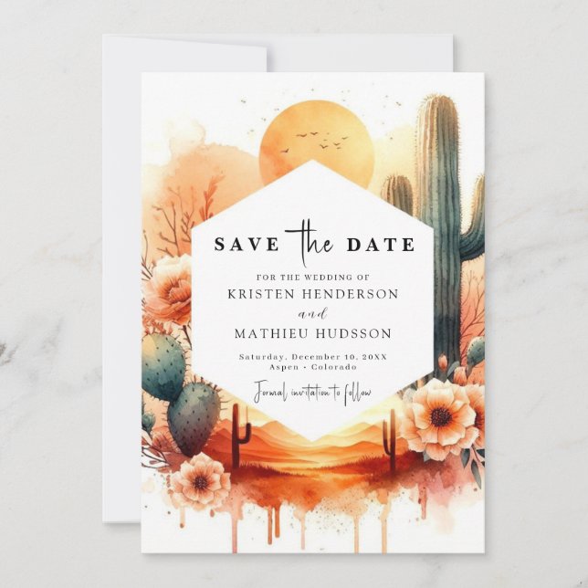 Reserve A Data Casamento Rustic Minimalist Cactus (Frente)
