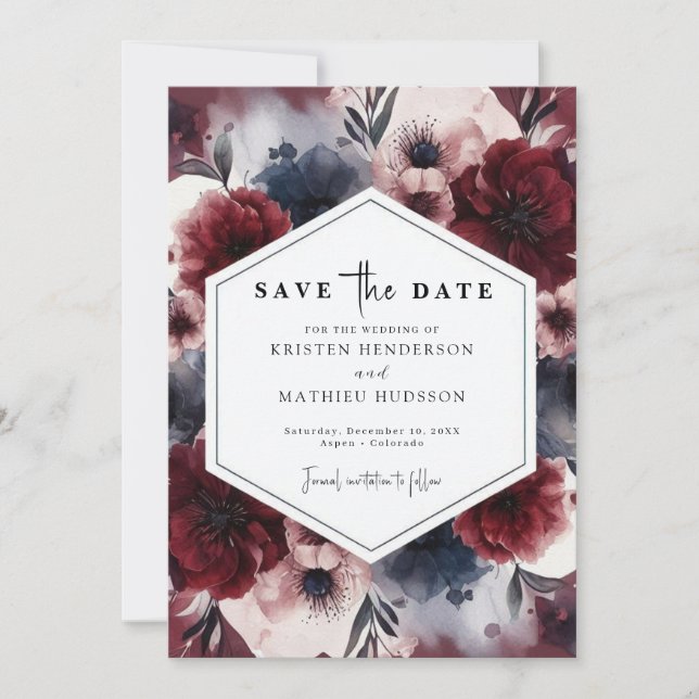 Reserve A Data Casamento Rustic Online Burgundy (Frente)