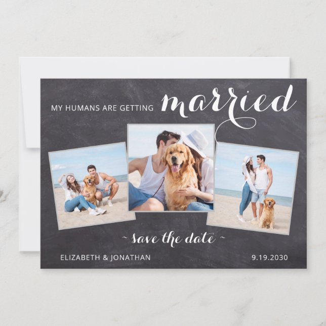Reserve A Data Casamento Rustic Pet Dog Personalizado 3 Foto (Frente)