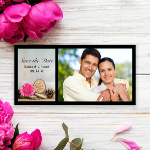 Reserve A Data Casamento Rustic Pink Daisy Woodland Salve a Data