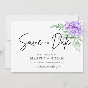 Reserve A Data Casamento Rustic Purple Rosa Floral Eucalyptus Boh