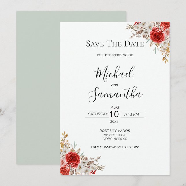 Reserve A Data Casamento Rustic Rosa Country (Frente/Verso)