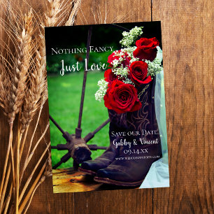 Reserve A Data Casamento Rustic Rosa vermelha Cowboy Boots Wester