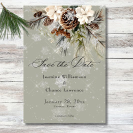 Reserve A Data Casamento Rustic Snowfall Pine & White Floral Sage