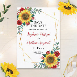Reserve A Data Casamento Rustic Sunflower Red Floral Modern