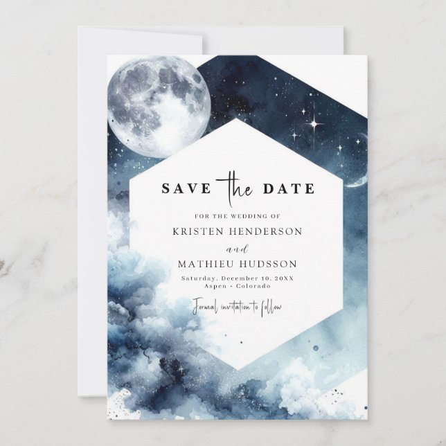 Reserve A Data Casamento Rustic Watercolor Moonlit (Frente)