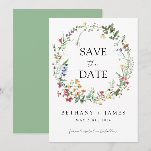 Reserve A Data Casamento Rustic Wildflower (Frente/Verso)