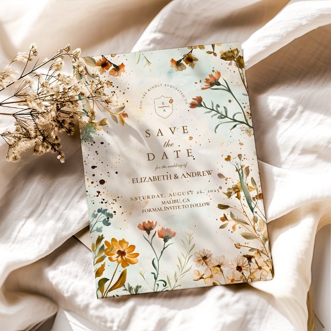 Reserve A Data Casamento Rustic Wildflower Watercolor (Criador carregado)